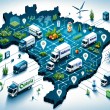 Illustration of logistics and delivery network in Brazil.